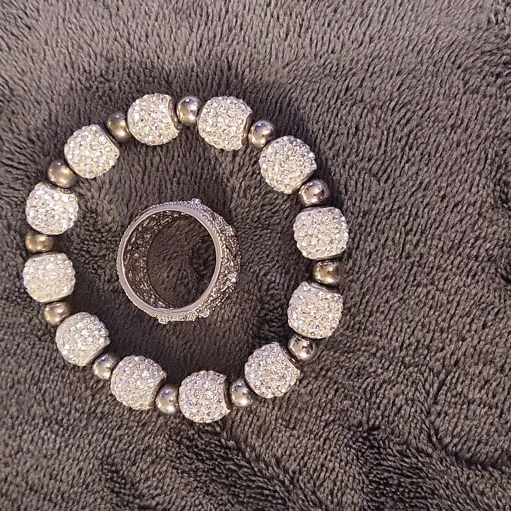 Crystal bracelet and ring